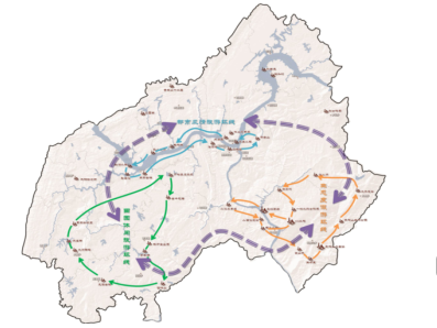 涪陵文化旅游融合主要线路示意图