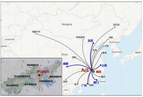 <strong>九江市航空交通网络图</strong>