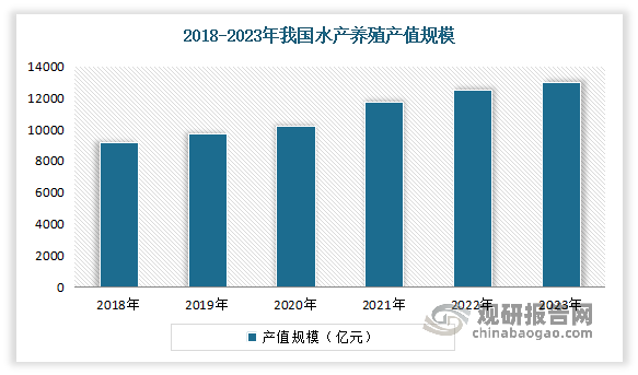 近年在國(guó)家政策支持和產(chǎn)學(xué)研聯(lián)合攻關(guān)的基礎(chǔ)上，以及隨著水產(chǎn)品運(yùn)輸技術(shù)提高和物流成本降低，我國(guó)水產(chǎn)養(yǎng)殖得到了繁榮發(fā)展。數(shù)據(jù)顯示，2023年我國(guó)水產(chǎn)養(yǎng)殖產(chǎn)值規(guī)模超13000億元,同比增長(zhǎng)4.49%。?這一數(shù)據(jù)表明，目前水產(chǎn)養(yǎng)殖業(yè)在我國(guó)農(nóng)業(yè)經(jīng)濟(jì)中占據(jù)了重要地位，對(duì)促進(jìn)農(nóng)村經(jīng)濟(jì)發(fā)展和增加農(nóng)民收入起到了積極作用。?