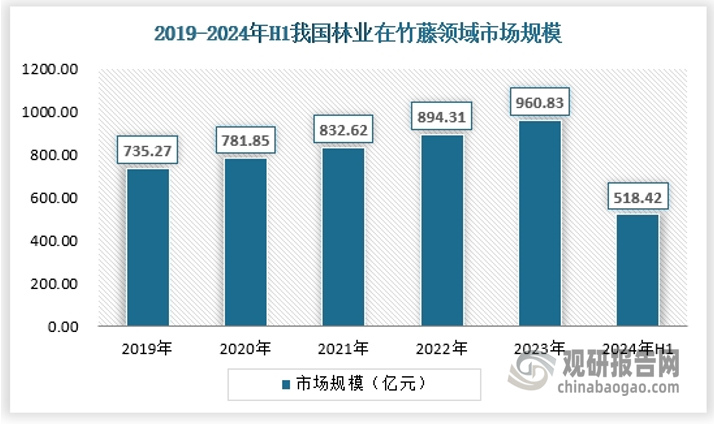 竹子是森林資源之一。全世界竹類植物約有70多屬1,200多種，主要分布在熱帶及亞熱帶地區(qū)，少數(shù)竹類分布在溫帶和寒帶。竹子是常綠（少數(shù)竹種在旱季落葉）淺根性植物，對水熱條件要求高，而且非常敏感，地球表面的水熱分布支配著竹子的地理分布。當(dāng)上層林木砍伐后，竹子以生長快、繁殖力強(qiáng)的特點(diǎn)很快恢復(fù)成次生竹林。竹子用途不斷擴(kuò)大，經(jīng)濟(jì)價(jià)值高，人們植竹造林，形成人工林。次生竹林和人工竹林，又以它強(qiáng)大的地下莖向四周蔓延擴(kuò)大。2024年上半年，林業(yè)在竹藤領(lǐng)域的市場規(guī)模約為518.42億元。