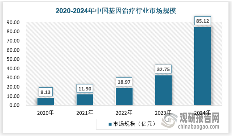 从市场规模来看，随着基因治疗、细胞治疗等新兴疗法的逐步成熟与临床应用推广，我国病毒载体下游市场呈现出爆发式增长态势。根据相关数据统计，2020年我国基因治疗市场规模约为8.13亿元，2023年市场规模已达32.75亿元，2024年市场规模已经达到85.12亿元。这一快速增长得益于细胞基因产品的陆续获批上市，以及国内政策层面的大力支持，为行业发展营造了极为有利的市场环境。