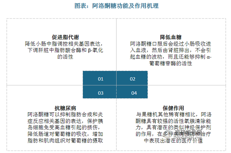 同时，动物实验显示，它能抑制α-葡萄糖苷酶活性，降低餐后血糖波动，同时通过抑制脂肪合成酶活性、提高脂肪氧化速率，减少体内脂肪堆积，呈现剂量依赖效应。此外，其抗氧化特性可清除活性氧自由基，发挥神经保护作用，甚至能减缓胰岛β细胞纤维化，对2型糖尿病具有潜在干预价值。这些功能使其不仅适用于普通减糖食品，还为特医食品、保健品提供新原料。