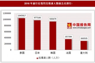 2016年北京旅行社组织出境游主要国家和出游人数