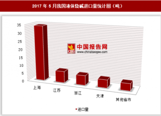 2017年5月我国进口液体烧碱56.6吨 其中上海进口占比最大