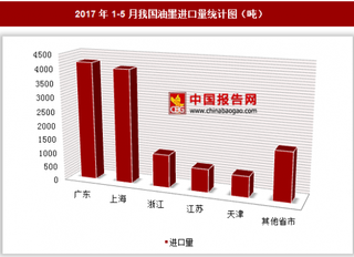 2017年1-5月我国进口油墨1.27万吨 其中广东进口占比最大