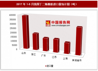 2017年1-5月我国进口丁二烯橡胶13.21万吨 其中山东进口占比最大
