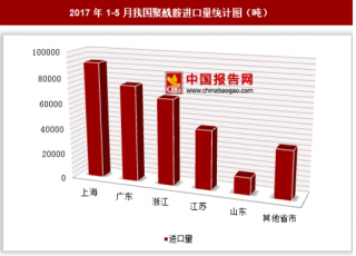 2017年1-5月我国进口聚酰胺33.33万吨 其中上海进口占比最大