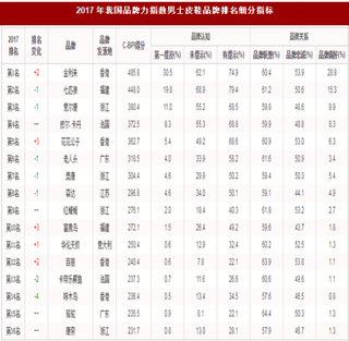 2017年我国男士皮鞋品牌现状分析与影响力排名情况（图）