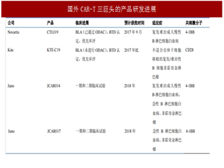 2017年CAR-T行业产品研发进展与技术产业化（图）