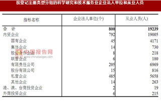 2017年海南?？谑邪醋?cè)類型分科學(xué)研究和技術(shù)服務(wù)業(yè)企業(yè)法人單位與從業(yè)人員占比情況調(diào)查（圖）