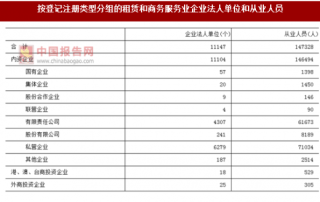 2017年湖南长沙市按注册类型分租赁和商务服务业企业法人单位和从业人员数量及占比情况调查（图）