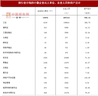 2017年广东阳江市按行业分小微企业法人单位、从业人员和资产情况调查（图）