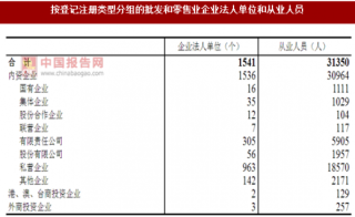 2017年四川内江市按注册类型分批发和零售业企业法人单位和从业人员占比情况调查（图）