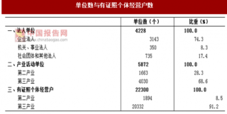 2017年安徽合肥市庐江县第二、三产业法人单位与个体经营户数量调查（图）