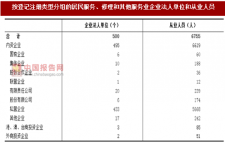 2017年江苏镇江市按注册类型分居民服务、修理和其他服务业企业法人单位和从业人员占比情况调查（图）