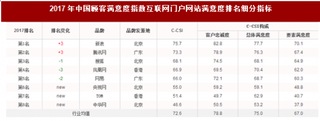 2017年我國(guó)互聯(lián)網(wǎng)門戶網(wǎng)站品牌顧客滿意度指數(shù)排名情況