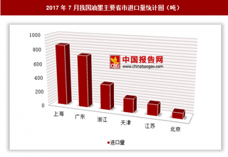 2017年7月我国进口油墨2613.9吨 其中上海进口占比最大