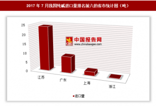 2017年7月我国进口纯碱35.2吨 其中江苏进口占比最大
