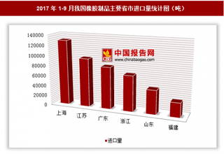 2017年1-9月我國進口橡膠制品56.12萬噸 其中上海進口占比最大