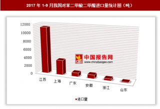 2017年1-9月我国进口对苯二甲酸二甲酯1.75万吨 其中江苏进口占比最大