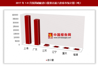 2017年1-9月我国进口硝酸7.39万吨 其中上海进口占比最大