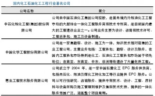 我国化工、石油化工工程行业著名公司情况