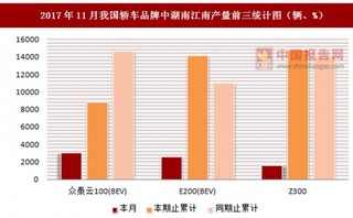 2017年11月我国轿车品牌中湖南江南产量信息统计分析