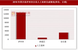 2016年四川省泸州市分县人工造林完成情况