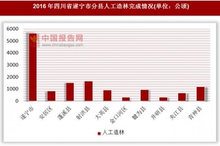2016年四川省遂宁市分县人工造林完成情况