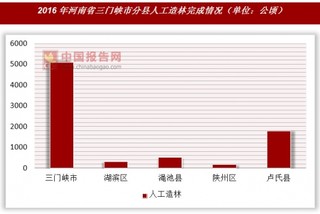 2016年河南省三门峡市分县人工造林完成情况