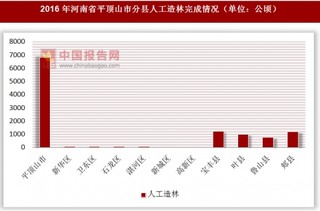 2016年河南省平顶山市分县人工造林完成情况