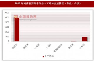 2016年河南省郑州市分县人工造林完成情况
