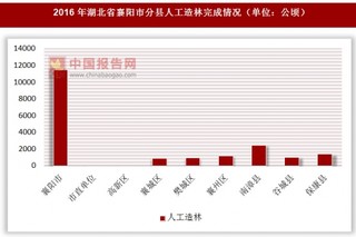 2016年湖北省襄阳市分县人工造林完成情况