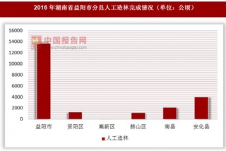 2016年湖南省益阳市分县人工造林完成情况