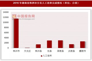 2016年湖南省株洲市分县人工造林完成情况