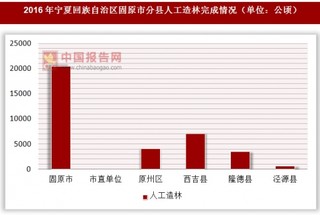 2016年宁夏回族自治区固原市分县人工造林完成情况
