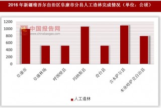 2016年新疆维吾尔自治区阜康市分县人工造林完成情况