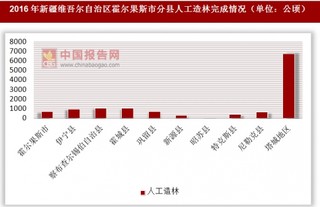 2016年新疆维吾尔自治区霍尔果斯市分县人工造林完成情况