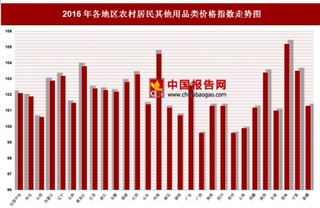 2016年各地区农村居民其他用品类价格指数分析