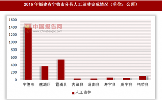 2016年福建省宁德市分县人工造林完成情况