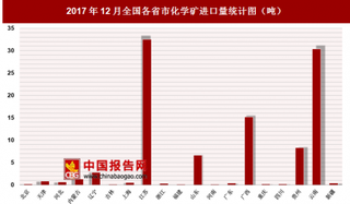 2017年12月全国各省市化学矿进口量分析