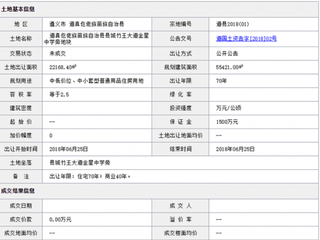 2018年6月遵义市道真仡佬族苗族自治县县城竹王大道金星中学旁地块商用或工用土地拍卖、出让交易信息