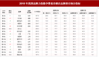 2018年我国孕婴童连锁店品牌力指数排名情况