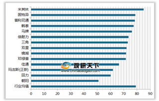 2019年我国汽车轮胎顾客满意度指数排名情况