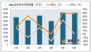 2020年1-6月我国益生、民和股份等鸡企鸡苗销量及收入、均价情况