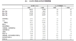 2020年1-9月我国生产总值（GDP）初步核算数据722786亿元  同比增长0.7%