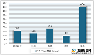 2020年社交网络平台广告收入/MAU统计情况