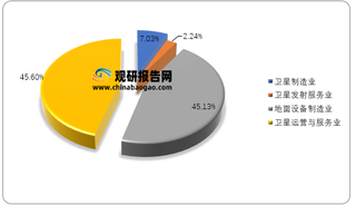 2018年全球卫星产业中子行业结构占比情况