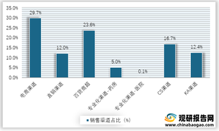 2019年我国功能性护肤品销售渠道细分情况