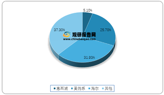 2021年1-5月我国洗衣机分品牌总销量占比情况